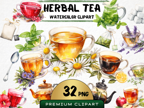 Download Herbal Tea Clipart Bundle - Herbal Collection