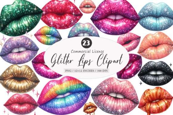 Download Glitter Lips Clipart Bundle, Sublimation - Premium Resources
